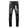 Kvinnors byxor lila roca märke jeans mode högkvalitativ gata svart hål reparera låg ris tätt storlek 28-40