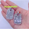 14K Rose Gold plaqué Sterling Sier Hip Hop Men Emerald Cut VVS Moisanite Diamond Dog Tag Pendant