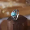 100% S925 Sterling Silver Simple Design Ovaal Turquoise Damesring Luxe Elegante gepersonaliseerde bruiloft 240424