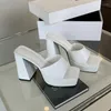 Sandales White High Heels Slippers Silver Platform for Women Leisure Summer Shoes Ladies Square Toe Sandalias Mujer 2024