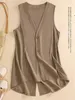 Giubbotti da donna giubboat giapponese top-gallo a v-collo casual in cotone in lino in cotone senza maniche abbigliamento per gilet long abbigliamento 2024 k922