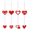 Dekorative Figuren 16 Stück Valentinstag Hängende Dekorationen wie gezeigt Plastik Glitter Valentinstag Liebesschmuck mit roten Bändern