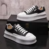 Casual Shoes Korean Style Mens Black White Lace-up Original Leather Oxfords Shoe Trendy Platform Sneakers vandringskodor