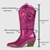 Boots Cowgirl Vrouwen Western Laarzen 2024 Gloednieuwe Mode Borduurwerk Cowboy Mid-Calf Dameslaarzen Schoenen