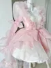 Reddachic Prinzessin Pink Mini Abendkleid Lolita Tutu mit Zug Schnürraub geschwollene Unterrock-Schal-Achselzucken Frauen 3-teiliger Set 240425