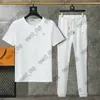 Kvinnor Tracksuits T-shirt Pants Suits 2 PCS Set Tshirts Designer Luxury Sportuits Cotton Geometry Classic Black White Striped Embroidery Badge Patchwork Jogger