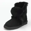 Bottes Véritable Chaussures de qualité supérieure de la peau de mouton Femme 2024 Laine de fourrure naturelle Real Snow Flats Botas Mujer