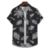Мужские повседневные рубашки гавайские 3D -печать по падению листья графики модная кнопка с коротким рукавом лацветной блузки для мужчин лето