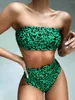 Swimwear féminin High Taist Brésilien Bikini 2024 BELLE FEMMES BANDEAU MAISON FEMME FEMME PUSH BAILING SUMBRE BAISERS BIQUI