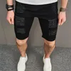 Jeans masculinos Homens de rua Hole angustiado short shorts de jeans de verão elegante macho sólido casual jean calças de cinco pontos