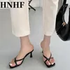 HNHF pumpar kvinnor tofflor Runway Toe Loop Sandals Celebrity Slides Woman Candy High Heels Club Ring Flip Flop Zapatillas Mujer 240419