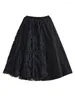 Spódnice Czarne vintage w stylu Patchwork Patchwork Floral Spódnica Kobiety luźne swobodne mody midi eleganckie ubrania wiosna jesień 2024