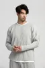 Miyake geplooid op volle mouw ronde kraag t-shirt voor mannen mode Japanse streetwear lange mouw gewoon t-shirt casual top 240429