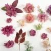 Fleurs décoratives 40pcs Loose artificielle de fleur de soie tête verdure combo ensemble pour bouquets d'artisanat bricolage couronne de garland décor