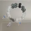 Armreifen Mode Chinesische Stil Feder Schmetterling Anhänger Perlenarmband für Mädchen Frauen Licht Luxusschmuck Accessoires Geschenk