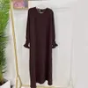 Robe de prière Couleur solide Jazz crêpe Dubaï Musulman turc Abaya Vêtements islamiques lâches Femmes Modestes tenues Ramadan Eid Hijabi 240423