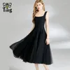 Lässige Kleider Tingfly Women Design klassische modische modische Farbe eine Linie Midi Long Ballkleider Party Lady Girl Summer Mesh Kleid