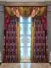Gordijn aangepaste woonkamer luxe sfeer rood -Amerikaanse villa chenille dikke stoffen black -out tule valance drape c1383