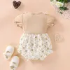 Summer style baby short sleeve Class a onesie Floral fake two triangle crawl suit