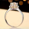 Wedding Rings 1 PCS Adjustable Six Claw 1Ct. Zircon Women Ring Overlap Opening Finger Jewelry Copper Plated Platinum Female Gift Wholesale