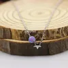 Pendants (1pc/lot) White/blue/purple Synthetic 4mm Opal Beads With 5mm 925 Silver Star Pendant Necklace For Girlfriend Gift