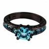 Anneaux de mariage Crystal Stone Natural Black Gold Color Blue Copper pour femmes Bijoux Finger