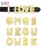 130 piezas de 8 mm Gold Color Slide Letters Charms English Alphabet AZ Pulsera de fit de pulsera Nombre de mascota Collar Collar LSSL071308526736