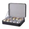 Boîtes de montre 10 boîte en cuir à fente portable pour le boîtier Affichage de la doublure à fermeture à glissière Soft Trips de bijoux