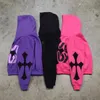 Y2k Men Emo Streetwear Hoodie Zip Up Sweatshirts Fairy Grunge Pullover Oversized Letter cross Goth Jacket Tops Hoodies Clothes 240425