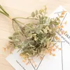 Flores decorativas Plantas plásticas artificiais folhas de eucalipto verde ramo para vaso jardim caseiro de natal decoração de casamento falso