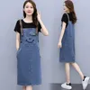 Casual jurken zomer verstelbare riem denim jurk zonsondergang dames mouwloze losse jeans groot formaat vrouwelijke Koreaanse riemen Jean vestidos