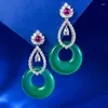 Kolczyki stadninowe Springlady 925 Sterling Srebrny Naturalny 20 mm jadeiła jadeiła węglowa kamień szlachetny kropla Dangle Biżuter