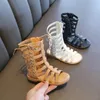 Roman Sandals Boots High-top Girl Kids Gladiator Sandals Summer Low Heel Child Sandals Girls Kid Shoes Fashion Side Strap 240417