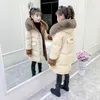 Down Coat Fashion Faux Fur Collar Hooded Long Coats Girl Clothing Children Winter Cotton Jacket Kids Clothes Warm Thick Parka 3-14Y