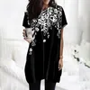 Damen T -Shirts Hoodies Casual Kurzärmel Fashion Print Tunika Tops mit Taschen runden Hals Pullover Kleidungsverkauf