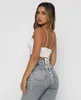Tanks pour femmes Black Corset Top sexy Backless Spaghetti Spaghetti Crops Crops Fashion High Street 90s Y2K Aesthetic Summer Women Camisole Party