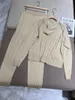 Women's Two Piece Pants Spring Summer Wool Silk Knitted Exquisitely Decorated Suit