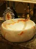 Dekorativa figurer Fregadero de Bano Con Diseno Marmol Redondo Europeo Lavabo Artistico Ceramica Sobre Encimera Cuencos Para Champu