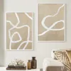 2pcs abstracto línea blanca boho pósters beige arte de arte de pared pintura impresiones imágenes de la sala de estar moderna decoración del hogar 240425