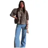 Frauenblusen Mode Leopard bedruckte Hohlhemd -Hemd Frauen kausal o Hals kurzärmelig Single Breaced Tops 2024 Chic Female Streetwear