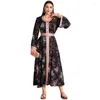 Abbigliamento etnico stampato eid abayas jalabiya marocain kaftan women abito da sera musulmano Dubai Turchia Ramadan Islamic Caftan