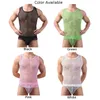 Singlet Crop Tops SXL Casual Men Vest Top Underwear Fashionable Fishnet Mesh Mens för en modern look 240416