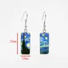 Boucles d'oreilles en peluche 2024 Fleur magnolia fleur rectangulaire d'oreille peinture de poisson Cook Verre Cabochon bijoux faits à la main