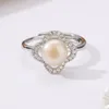 Cluster Rings Natural Freshwater Pearl Micro Diamond Zircon Four-leaf Clover Ring Fashionable Simple Personalized Versatile And Adjustable