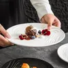 Plates Solid Color Water Ripple Ceramic Dinner Plate Restaurant Salad Dessert Pasta Molecular Cuisine Specialty Tableware