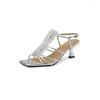 Sandali phoentin sexy design femminile di moda estiva sottile tacchi eleganti scarpe eleganti a punta di punta d'oro d'argento ft3477