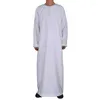 Etnische kleding polyester Oman Arabische jubba gewaad Saoedi islamitische moslimmannen lange tuniek witte boubou homme Musulman jurk umrah thobe