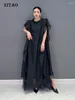 Casual Dresses XITAO Sleeveless Flounced Edge Dress Black Loose Fashion Simplicity Temperament Women O-neck Summer WLD20144