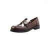 Dress Shoes Eagsity Cow Leather Brits Style Slip On Penny Loafer Square Heel Women Casual Comfort Outdoor schoeisel sneaker