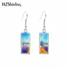 Boucles d'oreilles en peluche 2024 Lavande Field Recking Bringle Rectangulaire Purple Flower Fish Cook Glass Dome Bijoux faits à la main